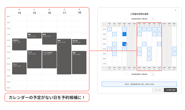 Googleカレンダーの空き時間だけを表示