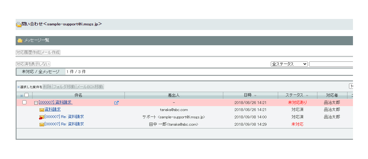 ステータス管理で二重対応・対応漏れを防止