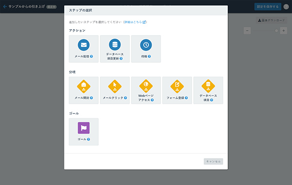 アクションを設定するSynergy!の管理画面イメージ