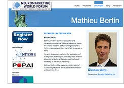 「Neuromarketing World Forum」で、弊社のMathieu Bertinがスピーカーとして登壇